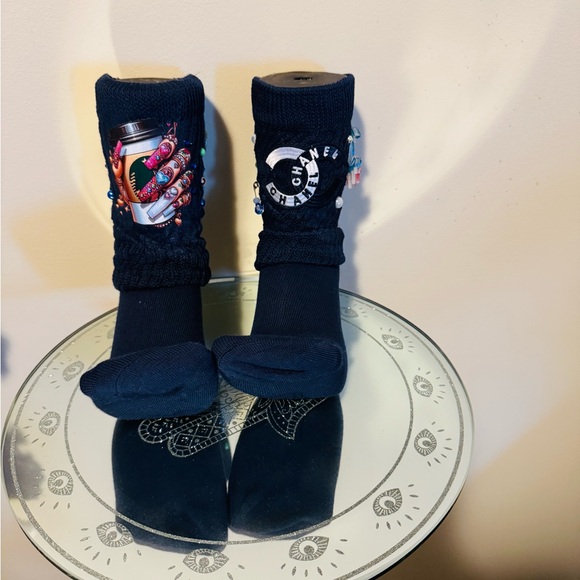 Navy Blue Socks with Fun Design - Picture 1 of 3